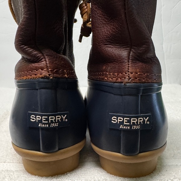 Sperry Women’s Saltwater Brown and Navy Duck Boots Size 9 - Picture 8 of 15